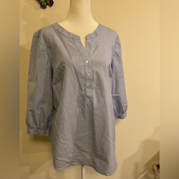Talbots no iron blue shirt with 3/4 sleeves size Large - Picture 1 of 7
